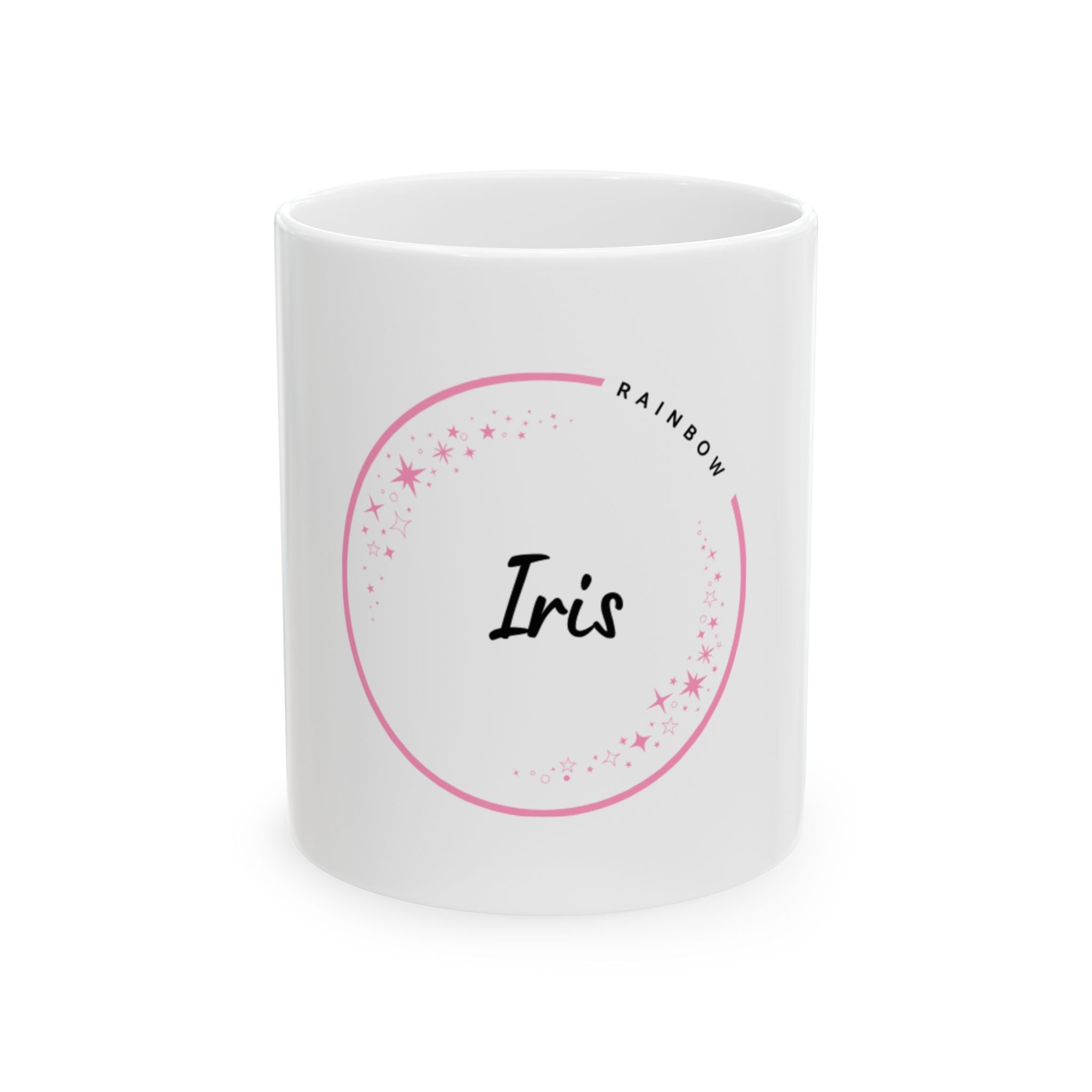 “Personalized Iris Mug – A Touch of Color and Hope” Custom Coffee Cup Gift, Colorful Drinkware, Cute Rainbow Mug, Unique Birthday Present