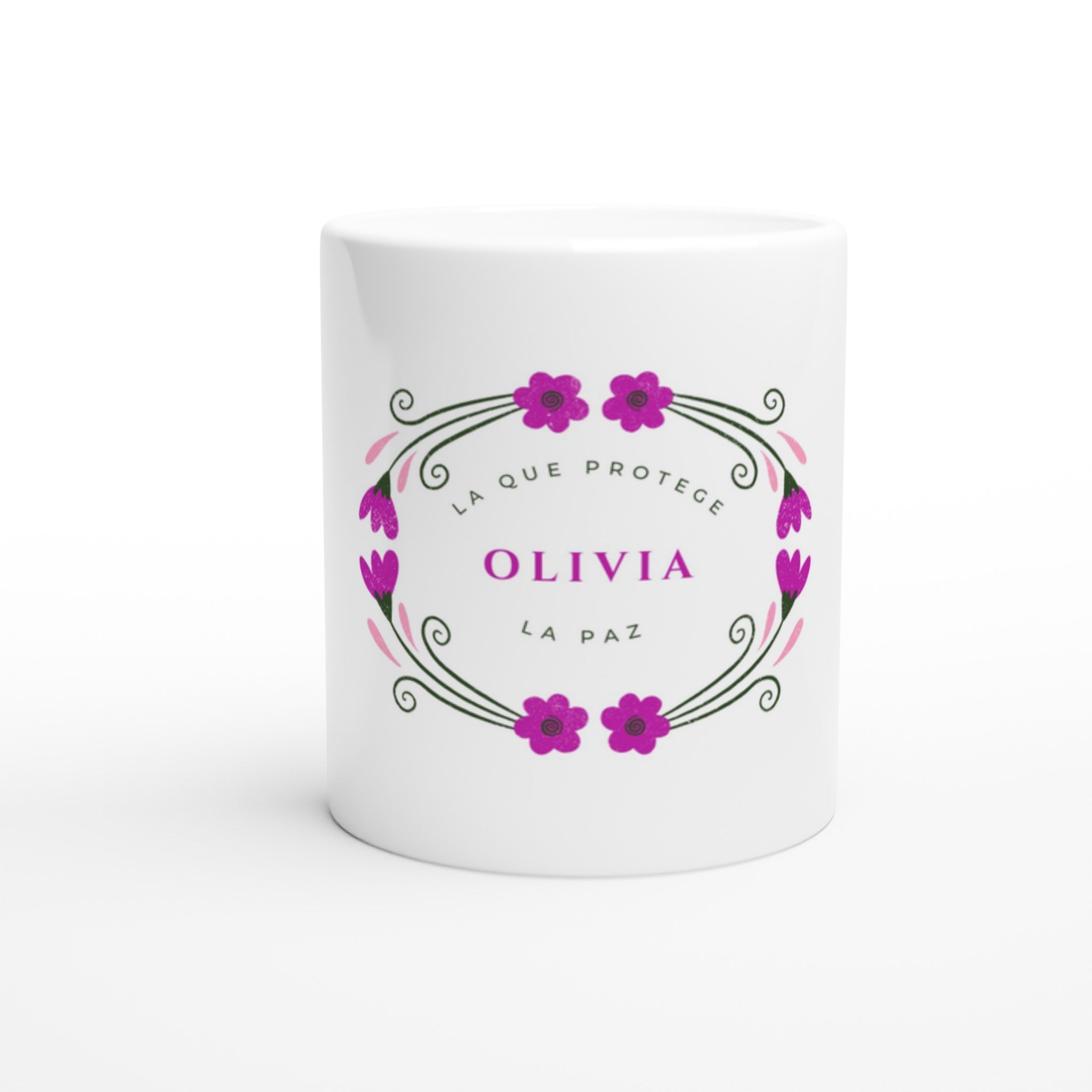 OLIVIA BUGANVILLAS White 11oz Ceramic Mug