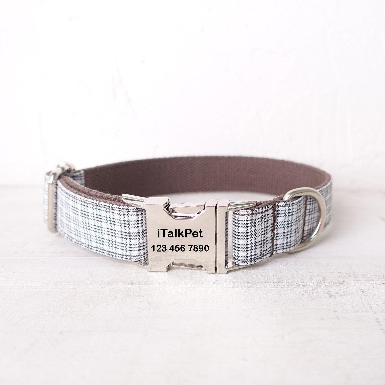 white-plaid-brown-personalized-dog-collar-set-italkpet-1.jpg